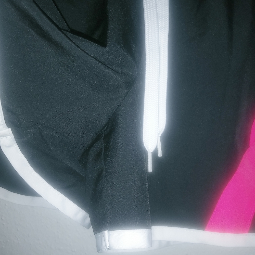 Fila S Running Jogging Athletic Striped Shorts Hot Pink on Black - Picture 3 of 6
